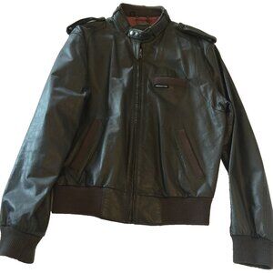 VINTAGE MEMBERS ONLY LEATHER JACKET MENS 42 FULL ZIP GRAY